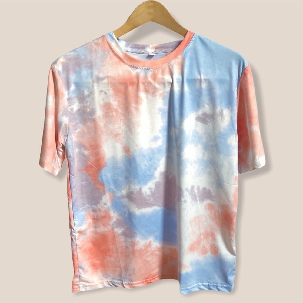Orange & White & Blue Tie Dye T-shirt